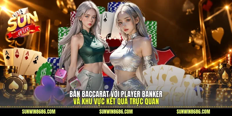 Bàn Baccarat với Player Banker và khu vực kết quả trực quan