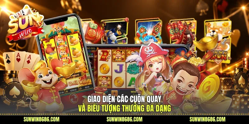 Giao diện các cuộn quay và biểu tượng thưởng đa dạng