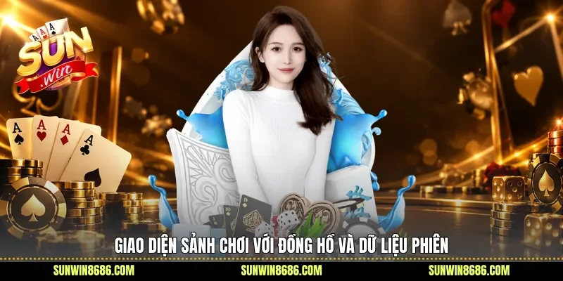 Giao diện sảnh chơi với đồng hồ và dữ liệu phiên